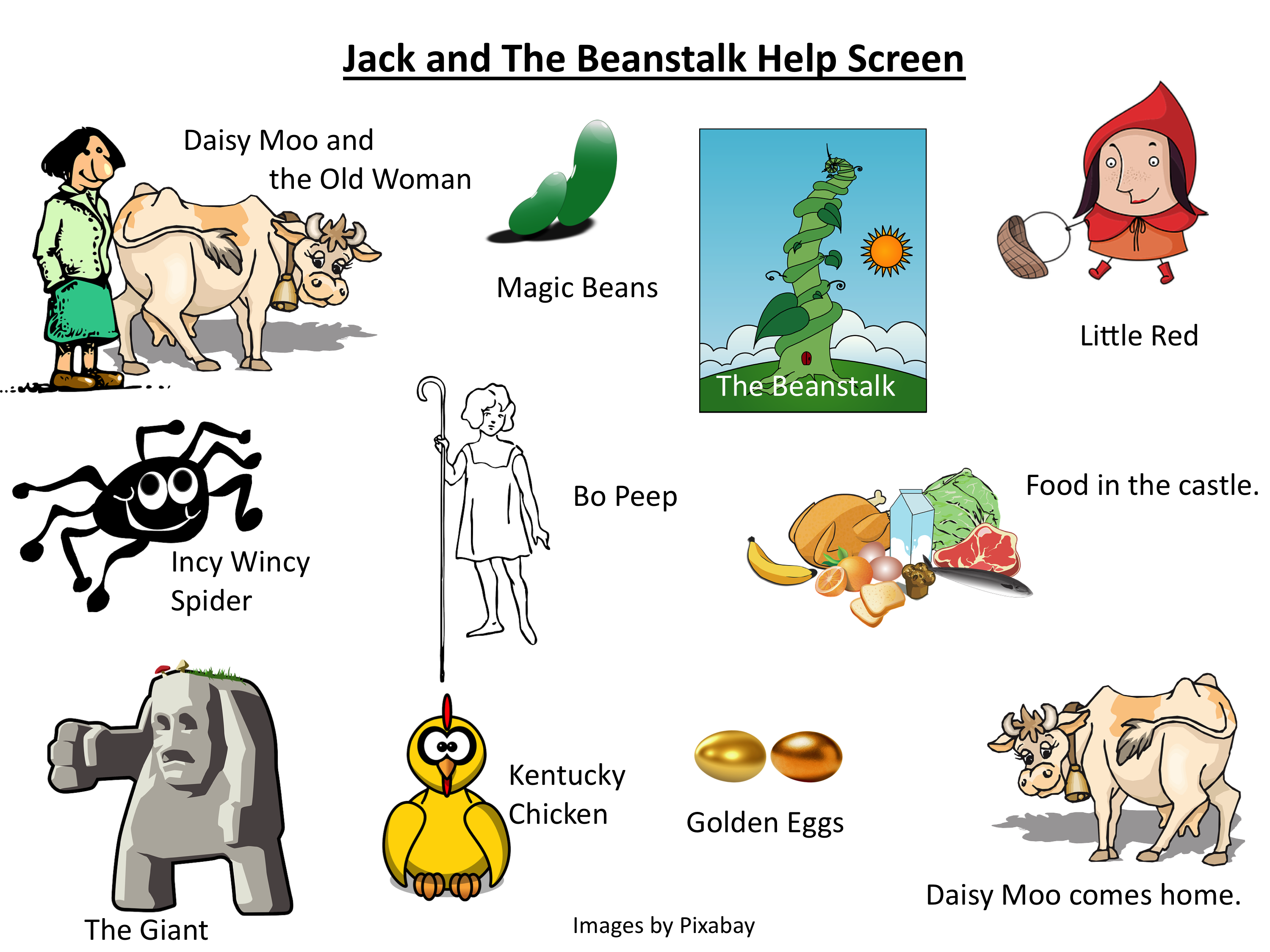 Jack and The Beanstalk Help Screen